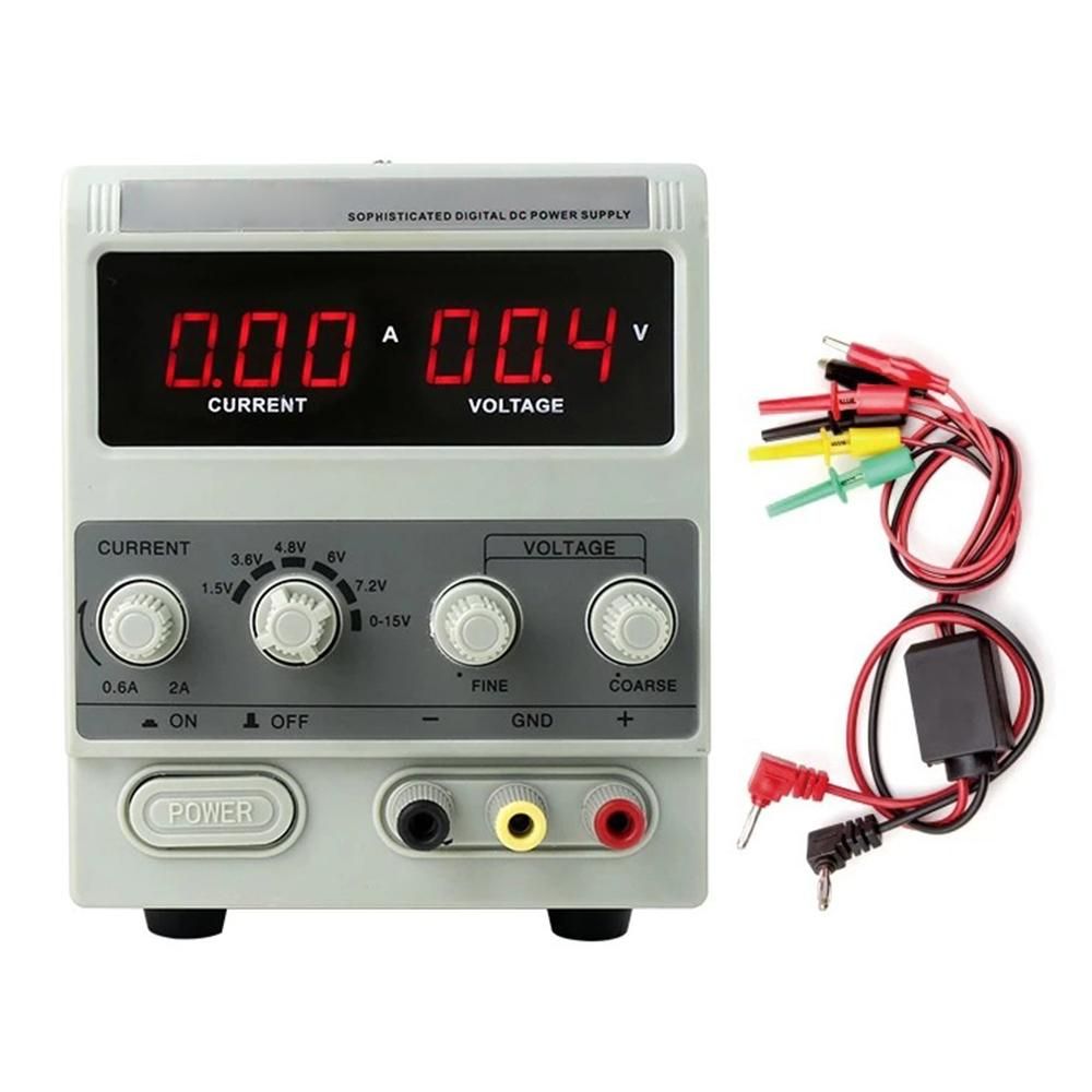 Bench DC Power Supply Variable 15V 2A Digital Display Adjustable Switching Regulated Power Supply for Mobile Phone Laptop Repair Maintenance