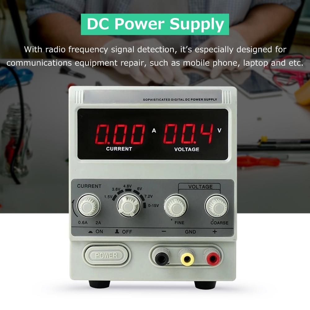 Bench DC Power Supply Variable 15V 2A Digital Display Adjustable Switching Regulated Power Supply for Mobile Phone Laptop Repair Maintenance