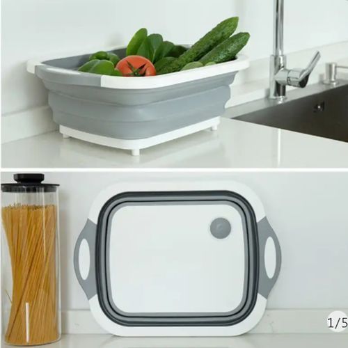3 In 1 Folding Cutting Board Portable Vegetable/Drain Basket