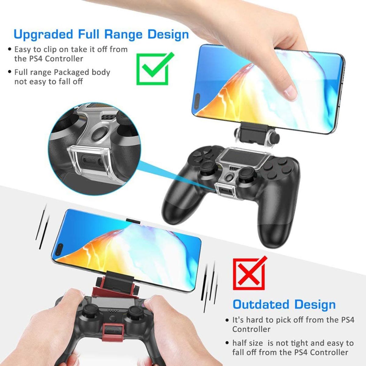 Wireless Bracket Game Handle Cell Phone Clamp Mount Bracket Black