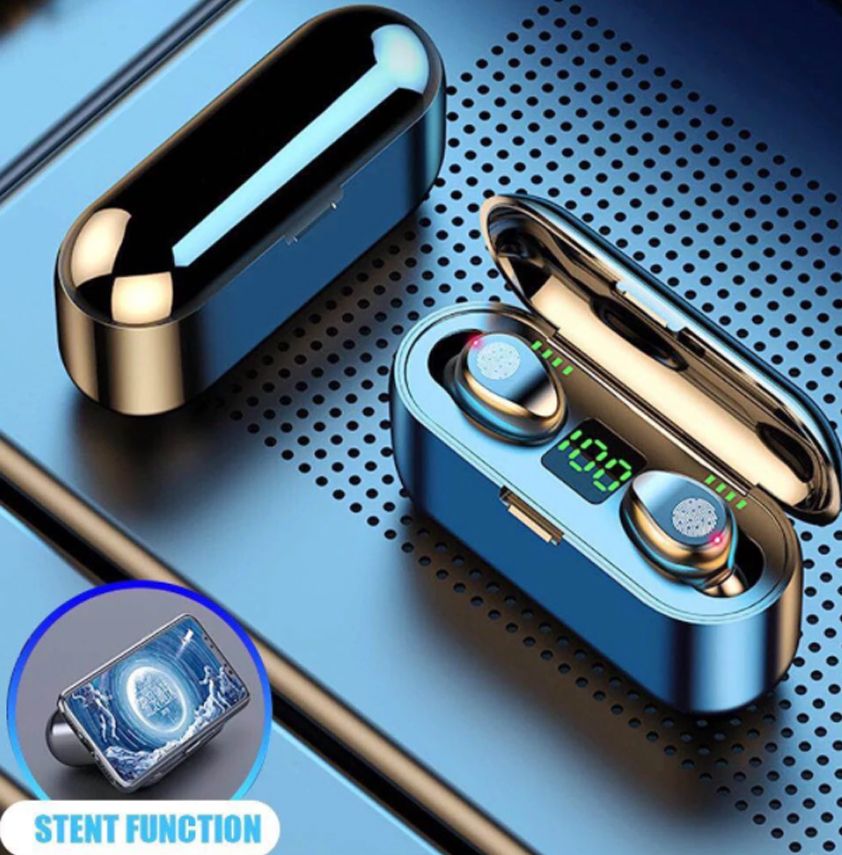 F9 Bluetooth Wireless Earphone With 2000mAh Battery Headset - Black Zw