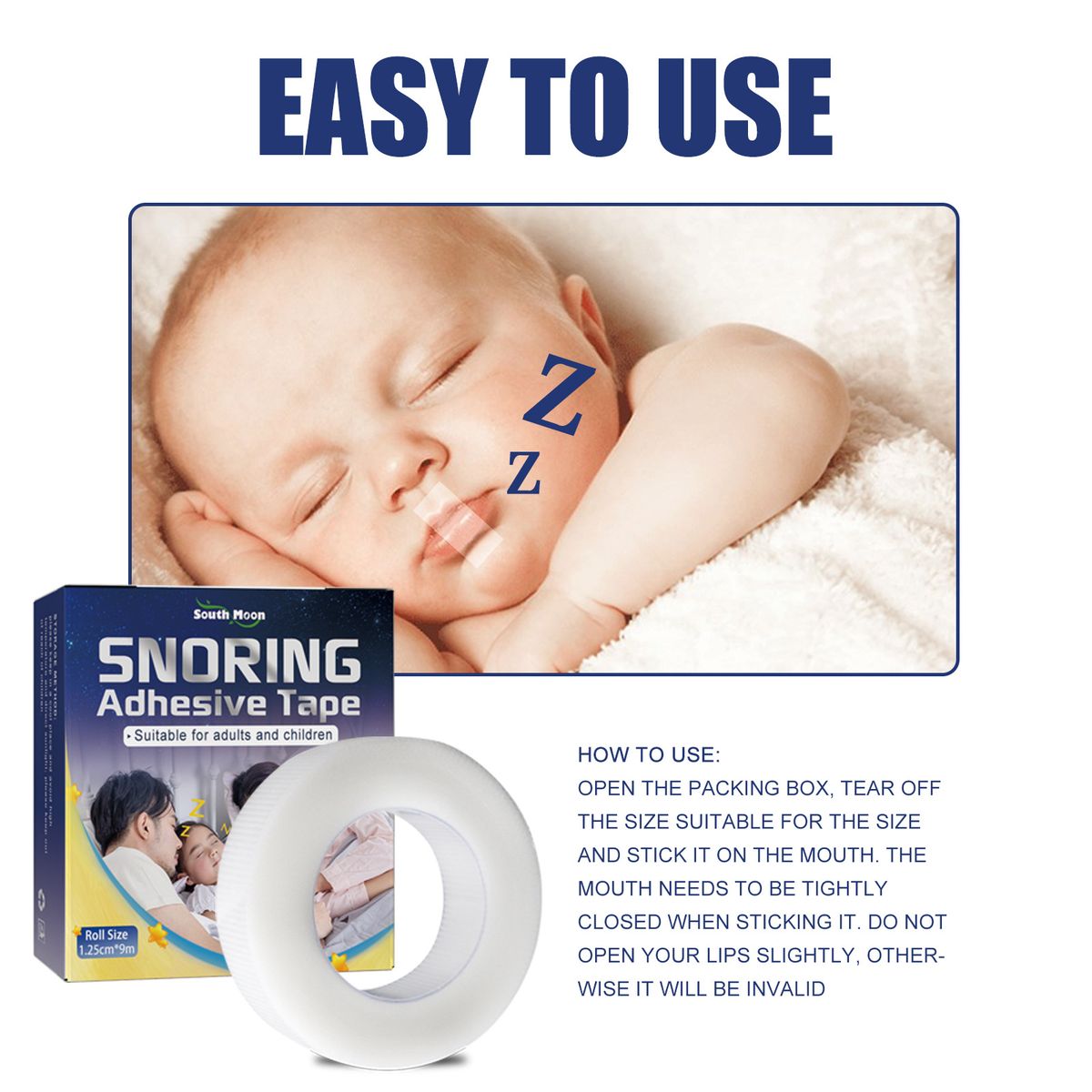 Anti Snoring Adhesive Tape Mouth Strip Better Sleep 9m