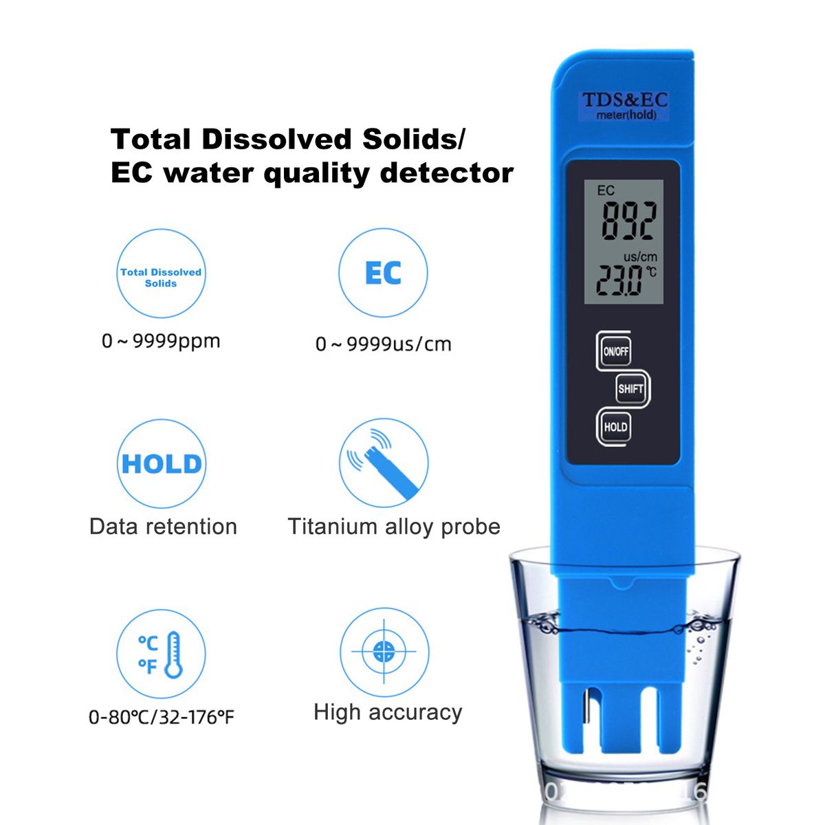 Water Quality Tester 3 In 1 EC Total Dissolved Solids