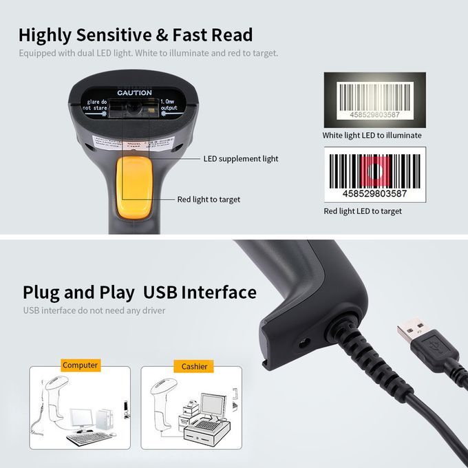 Wired Barcode Scanner USB Code Reader