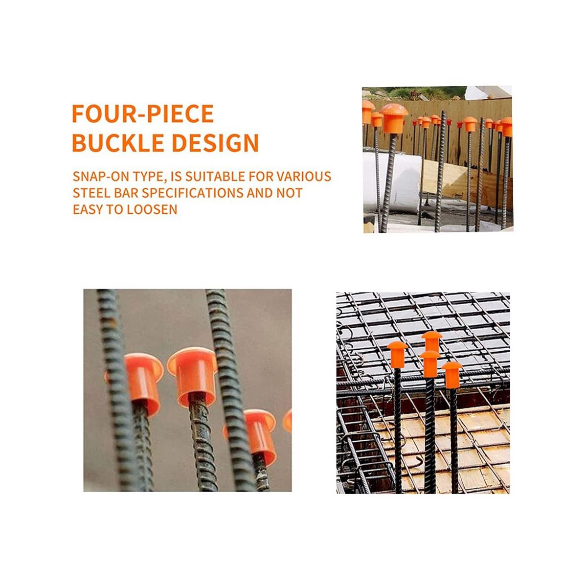 80 Pcs Rebar Caps, Mushroom Rebar Safety Cover, Orange