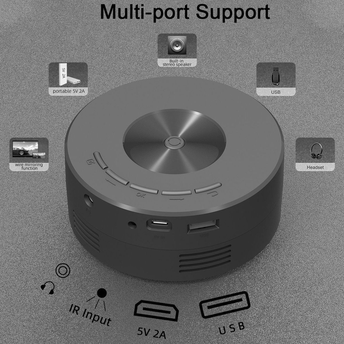 Smart Projector WiFi Portable 1080P LED Media Player