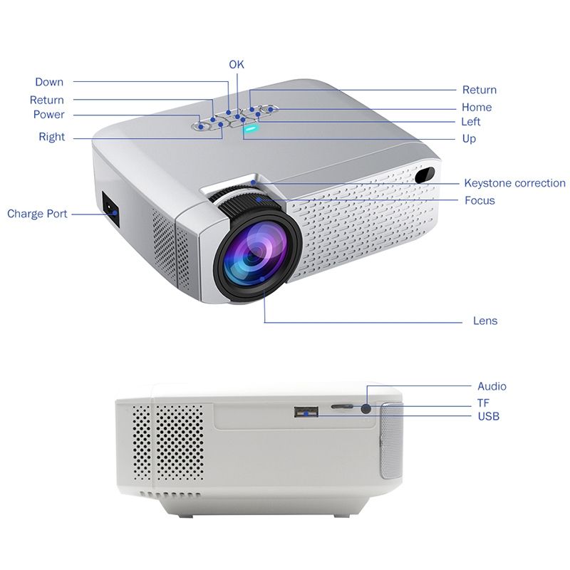 D40W 1600 Lumens Portable LED HD Digital Projector, Mirroring Version (Silver)