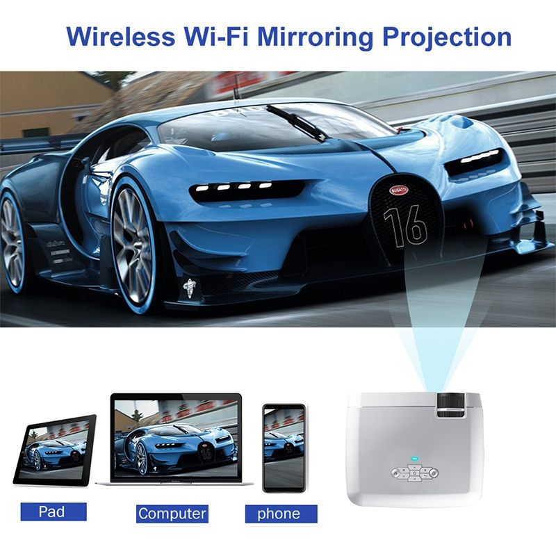 D40W 1600 Lumens Portable LED HD Digital Projector, Mirroring Version (Silver)