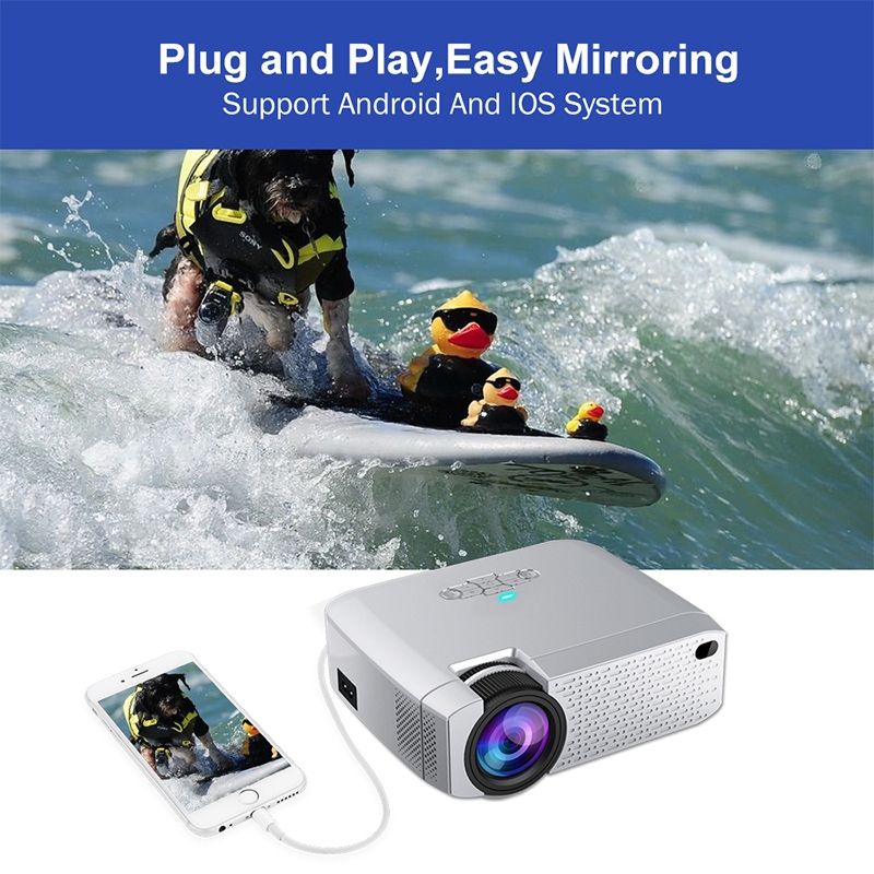 D40W 1600 Lumens Portable LED HD Digital Projector, Mirroring Version (Silver)