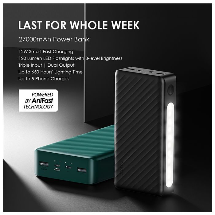27000mAh Fast Charging With Flashlight Powerbank