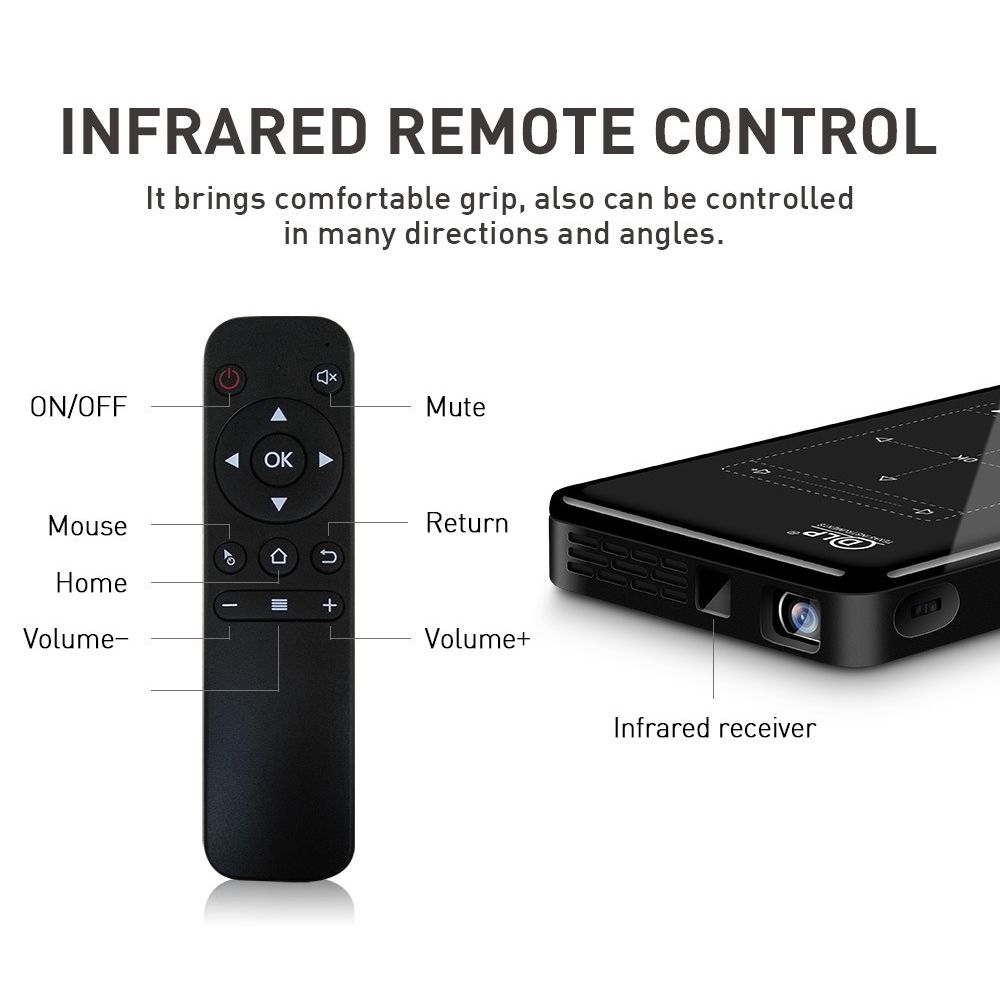 P9II Portable 4K Ultra HD DLP Mini Projector(Black)
