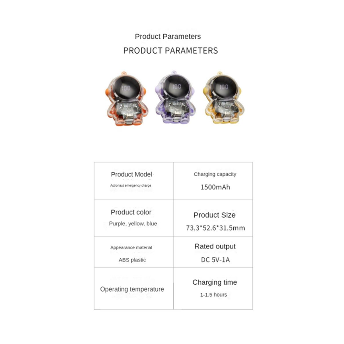Mini Keychain  Digital Display Spaceman Power Pod 1500MAh D