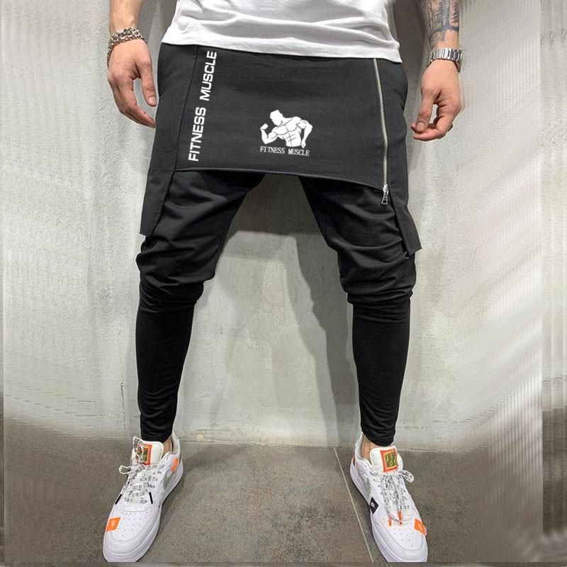 Zipper Side Skirt Men's Pants Streetwear Hip Hop Pants Skirt Men Harem Pants Long Trousers Men's Pants