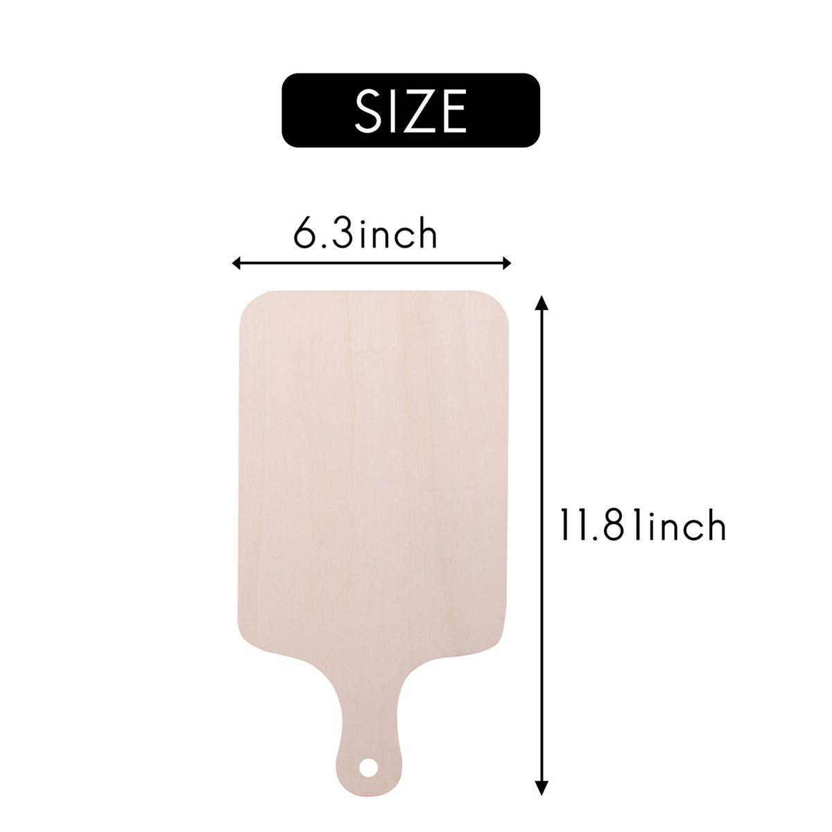 6 Pieces Christmas Mini Wooden Cutting Board with Handle Unfinished Wood Paddle Rectangle Chopping Board Tray Cutouts