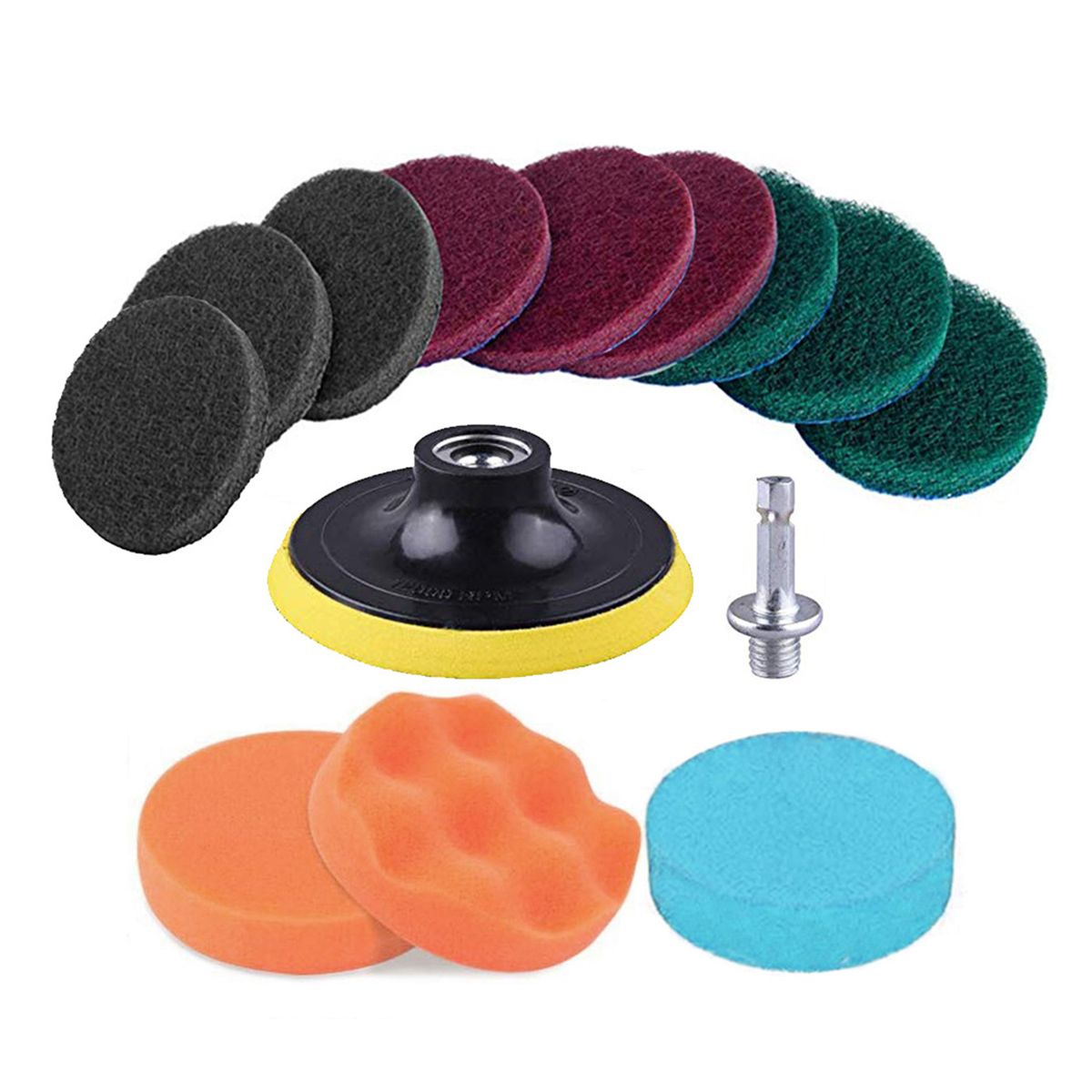 13 PCS Drill Scrub Pad Attachments Set Includes Scouring