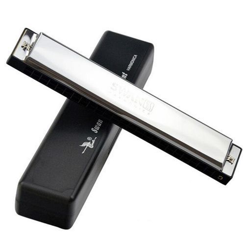24 Holes Key Of C Tremolo Harmonica Harp Mouth Organ With Case