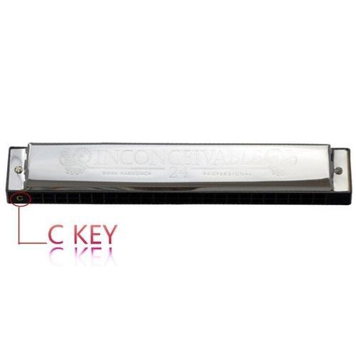 24 Holes Key Of C Tremolo Harmonica Harp Mouth Organ With Case