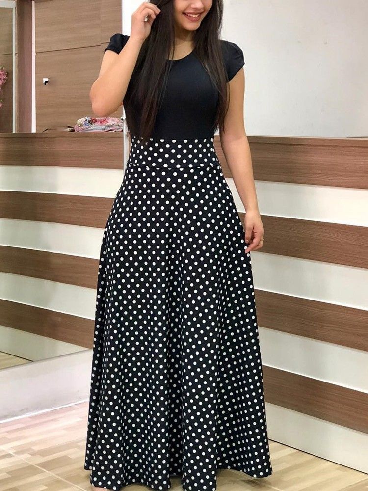 Women's Floral Sleeve Office Dresses Classic Corporate Dinner Long Growns  - Black