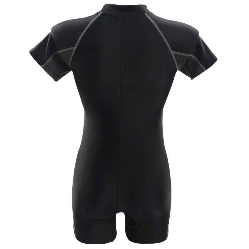 Swimsuit Swimwear Sport Professional Neck To Knee Competition Zipper Swimsuit Racing Suit Women 81103(8801-Black)
