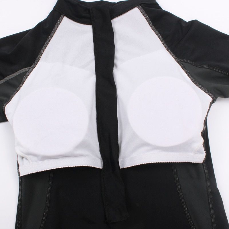 Swimsuit Swimwear Sport Professional Neck To Knee Competition Zipper Swimsuit Racing Suit Women 81103(8801-Black)
