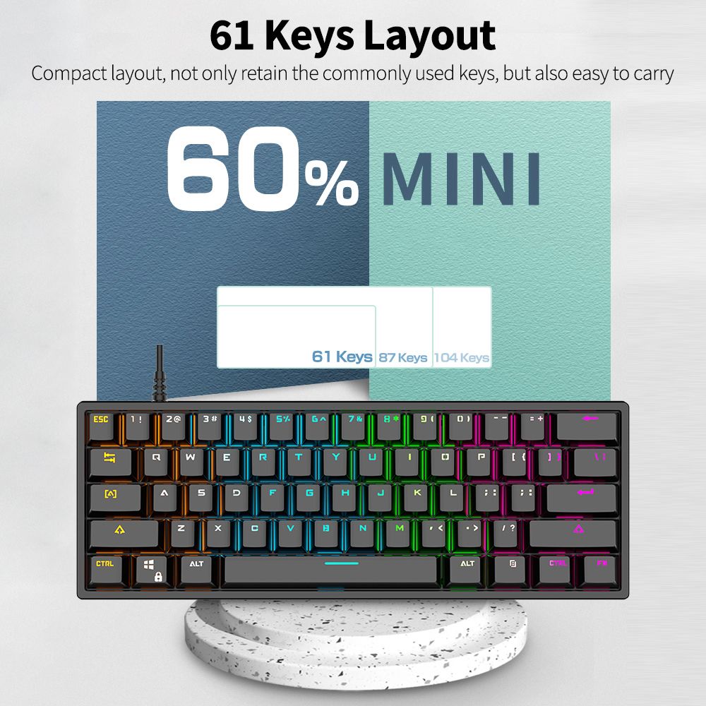 G101 61 Keys Wired Mechanical Keyboard RGB Backlight