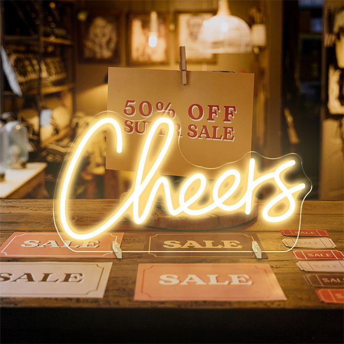 CHEERS Table Neon Logo Night Light LED Party Decoration
