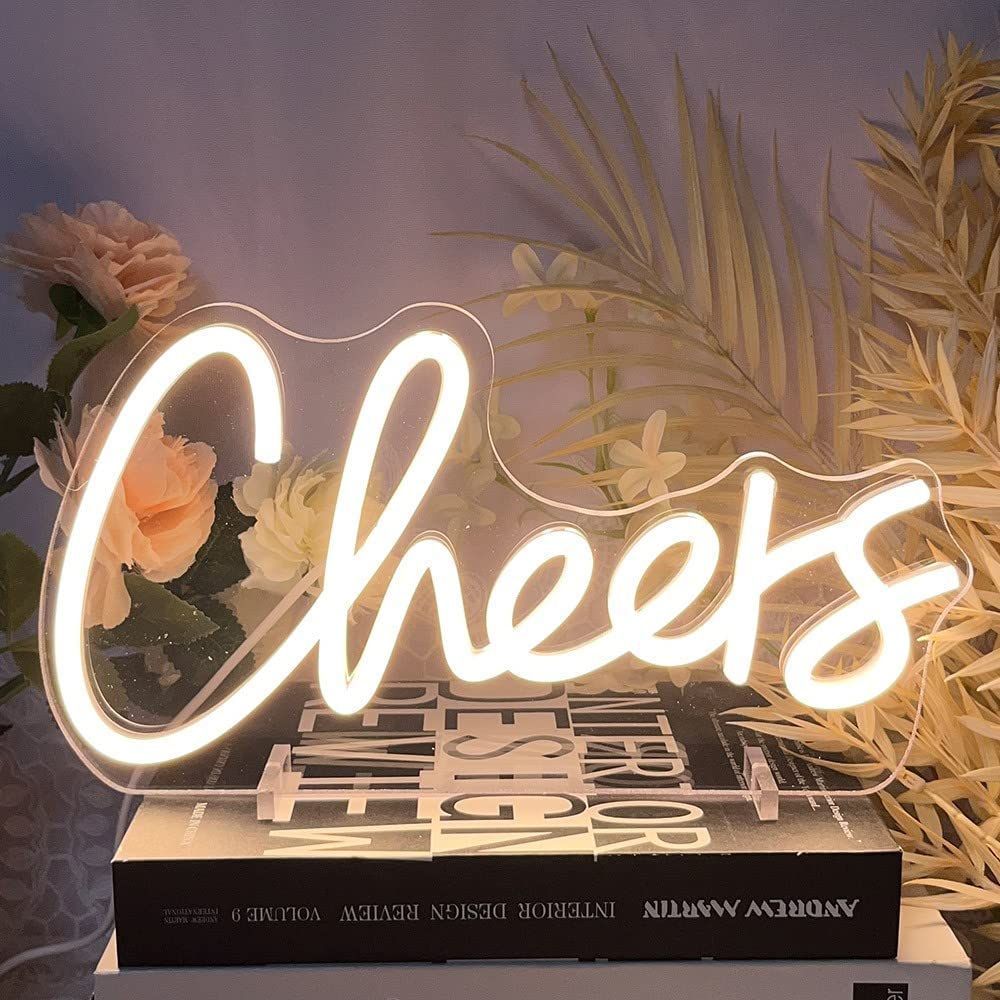 CHEERS Table Neon Logo Night Light LED Party Decoration