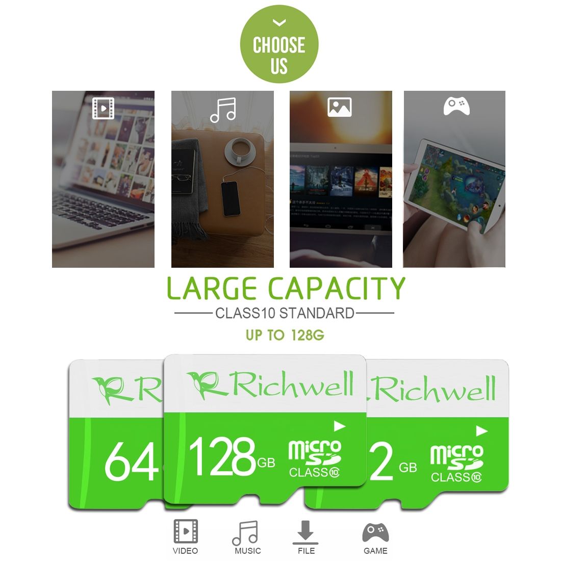 Richwell 16GB High Speed Class 10 Micro SD(TF) Memory Card
