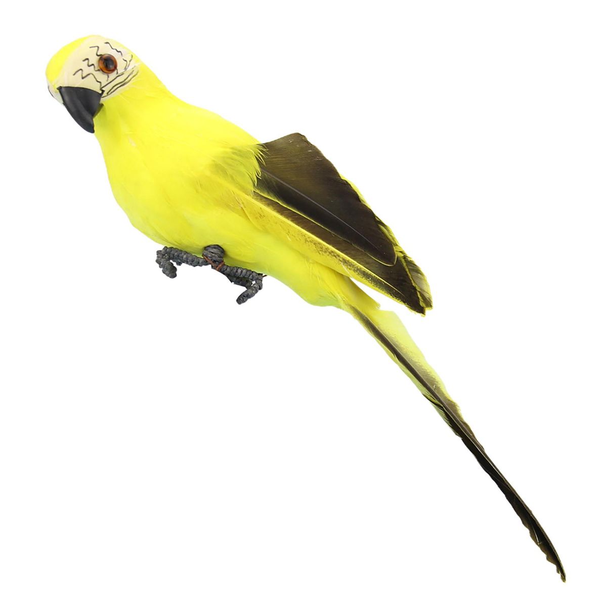 Bird Figurine Hand-crafted Artificial Parrot Model Home Desktop Decor Yellow