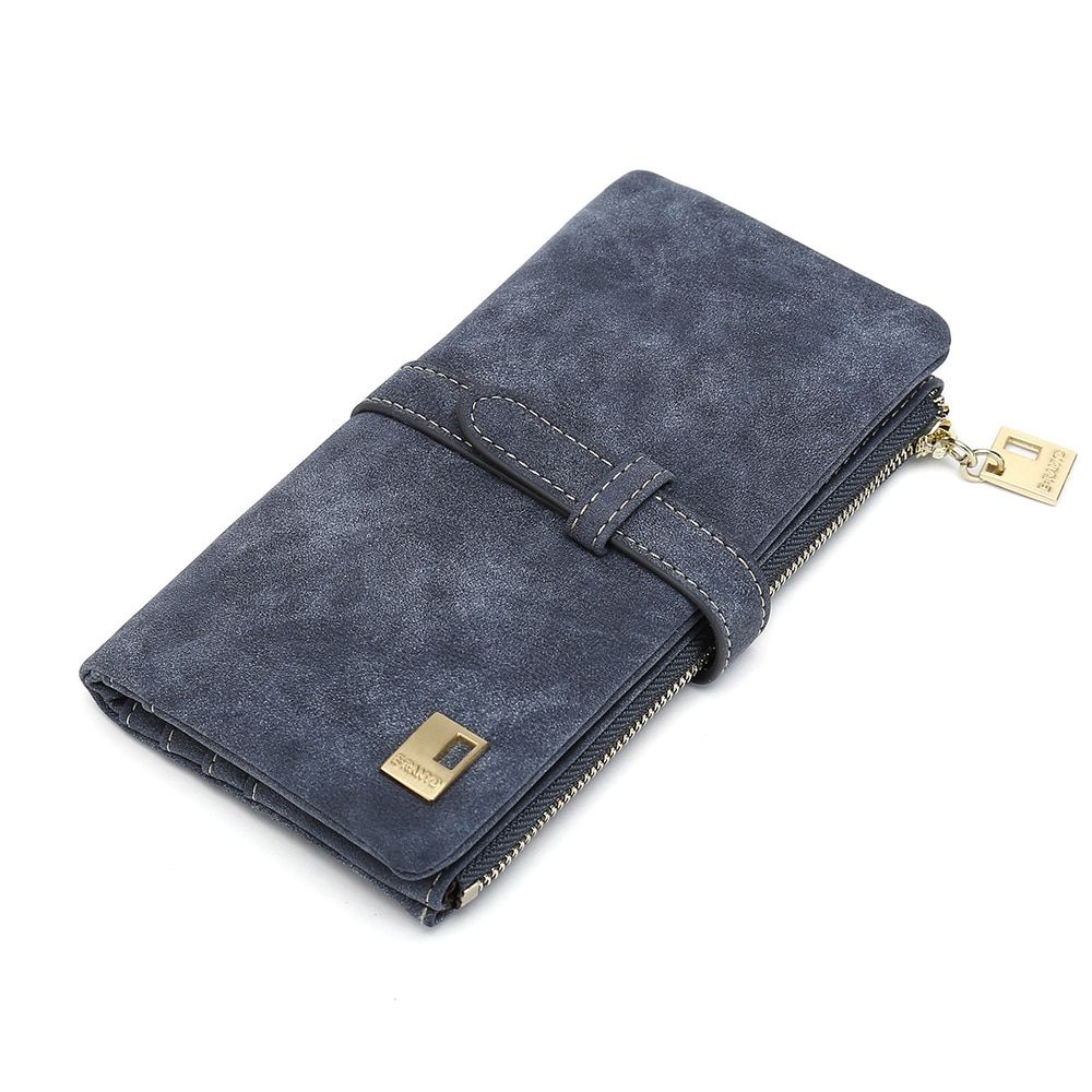 Elegant Wallet Women Luxury  Famous Designer Concise Vintage Nubuck Phone Coin Long Women Wallets And Purses-Brown