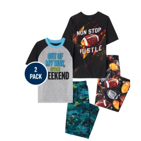 Boys Non Stop Weekend Snug Fit Cotton Pyjamas Sleepwear- 2 In 1 Pack