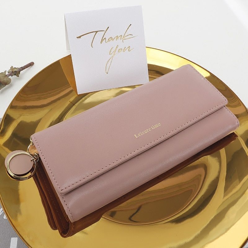 Women Wallets Long Style Multi-functional Wallet Purse Fresh PU Leather Female Clutch Card Holder-Black