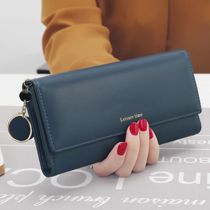 Women Wallets Long Style Multi-functional Wallet Purse Fresh PU Leather Female Clutch Card Holder-Black