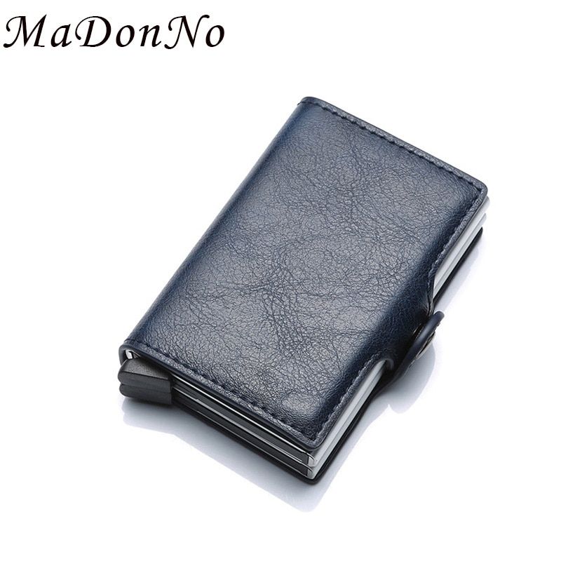 Wallet Men Money Bag Thin Mini Purse Male Metal Aluminium Card Wallet Magic Slim Small Smart Wallet For Men Vallet-Coffee