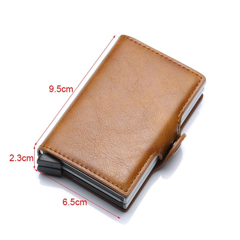 Wallet Men Money Bag Thin Mini Purse Male Metal Aluminium Card Wallet Magic Slim Small Smart Wallet For Men Vallet-Coffee