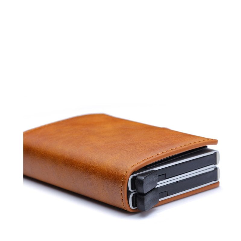 Wallet Men Money Bag Thin Mini Purse Male Metal Aluminium Card Wallet Magic Slim Small Smart Wallet For Men Vallet-Coffee