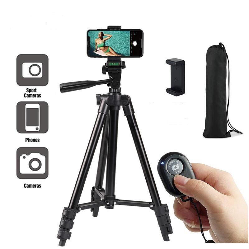 Tripod Stand Phone Camera Stretchable Adjustable Stand Holder + Remote Control