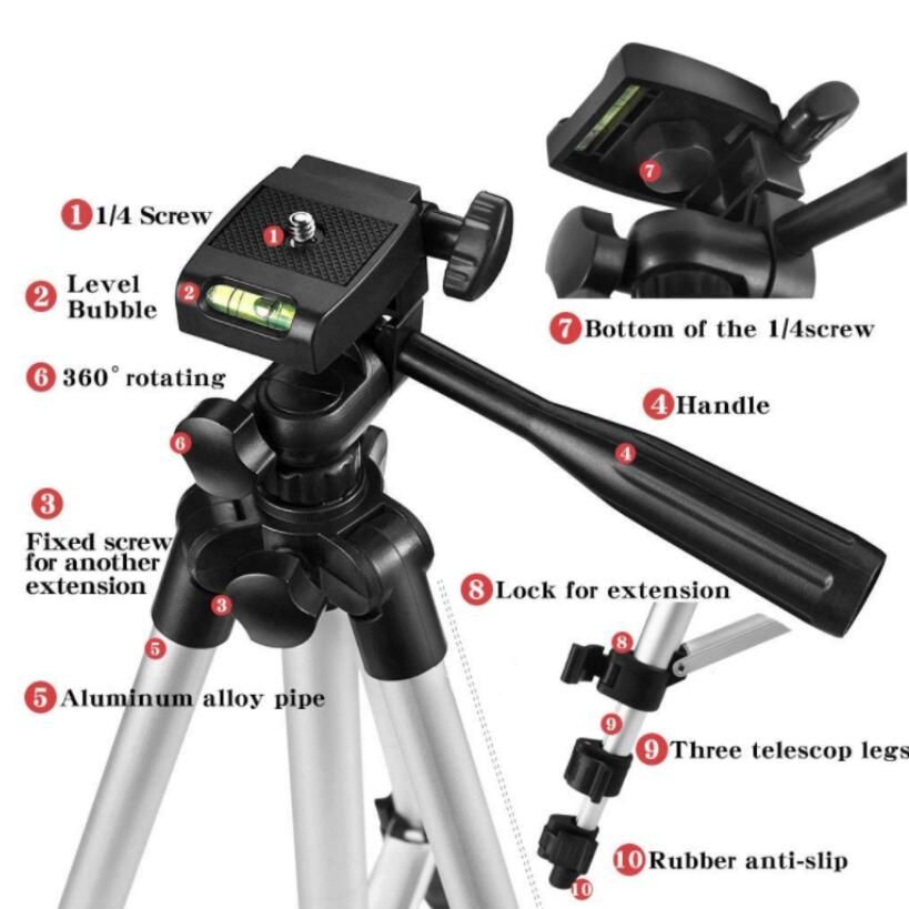 Adjustable Tripod Stand  Selfie Stick Bluetooth Remote Control Phone Camera Stand Holder