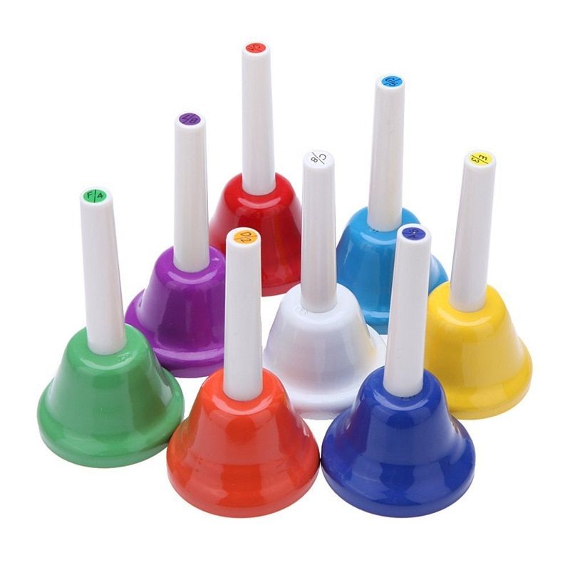 Handbell Hand Bell 8-Note Metal Colorful Kid Children Musical Toy Percussion Instrument 8 Pcs/set