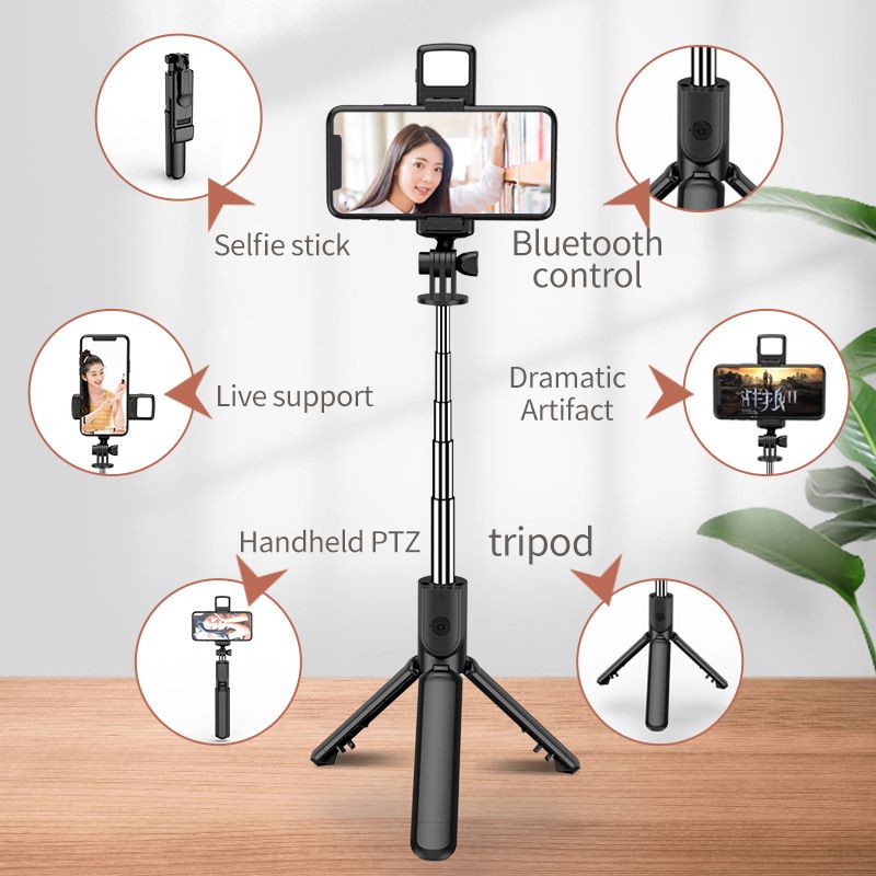 Bluetooth Wireless Selfie Stick Mini Tripod Extendable Monopod With Fill Light Remote Shutter For IOS Android