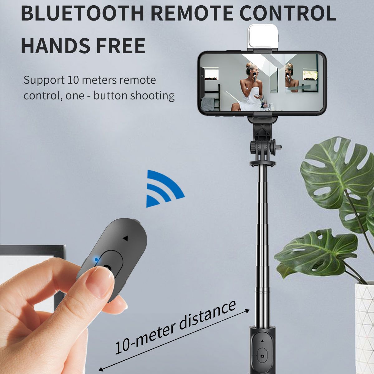 Bluetooth Wireless Selfie Stick Mini Tripod Extendable Monopod With Fill Light Remote Shutter For IOS Android
