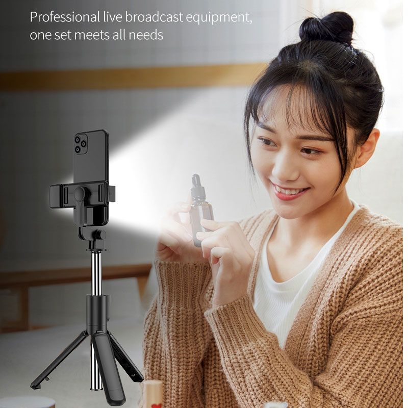 Bluetooth Wireless Selfie Stick Mini Tripod Extendable Monopod With Fill Light Remote Shutter For IOS Android