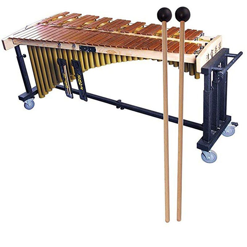 1 Pair Wooden Percussion Sticks Professional Percussion Instruments Xylophone Marimba Mallets Maple Wooden Handle Rubber Mallets