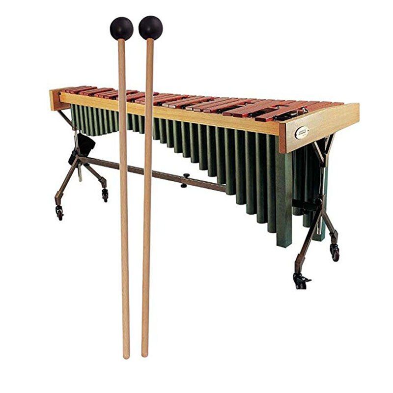 1 Pair Wooden Percussion Sticks Professional Percussion Instruments Xylophone Marimba Mallets Maple Wooden Handle Rubber Mallets
