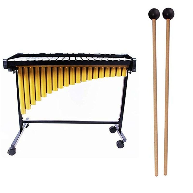 1 Pair Wooden Percussion Sticks Professional Percussion Instruments Xylophone Marimba Mallets Maple Wooden Handle Rubber Mallets