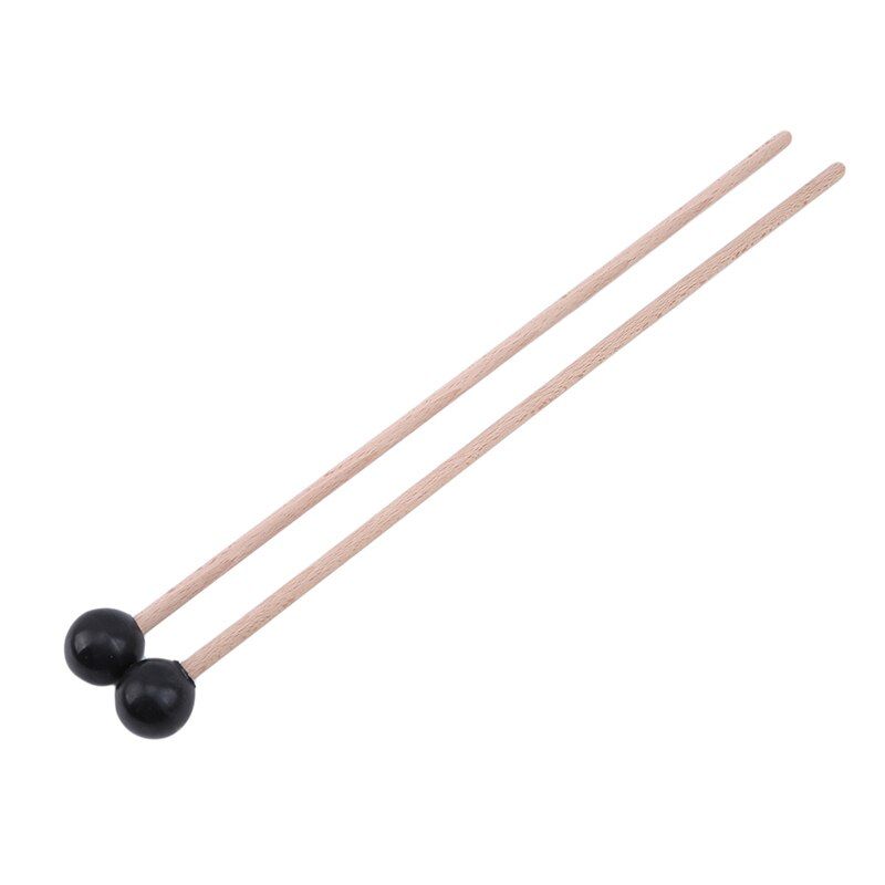 1 Pair Wooden Percussion Sticks Professional Percussion Instruments Xylophone Marimba Mallets Maple Wooden Handle Rubber Mallets