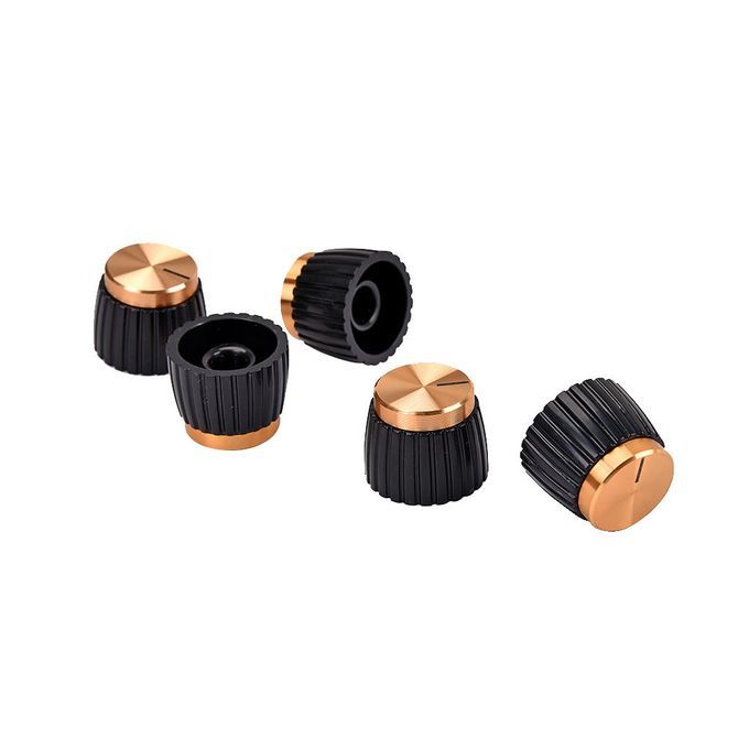 5pcsPack Black Alloy Guitar AMP Amplifier Control Knobs W Gold Cap