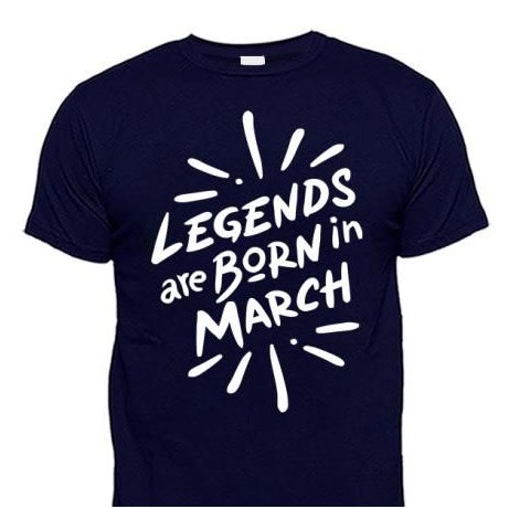 Chrysolite Designs Legends Are Born In March Premium Class T- Shirt - Navy-blue