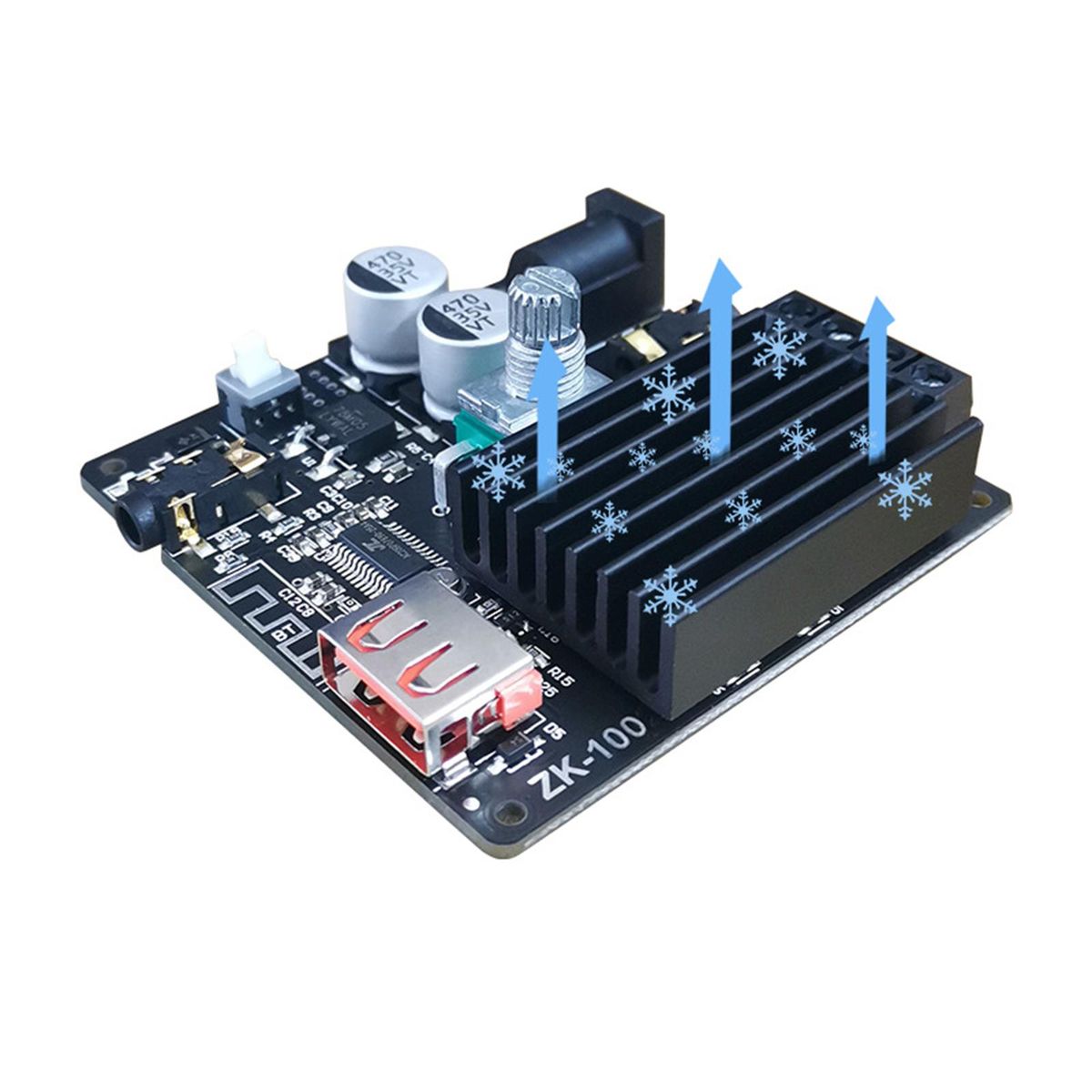 Zk-1002M Power Audio Amplifier Board 100W+100W Dual Channel Bluetooth