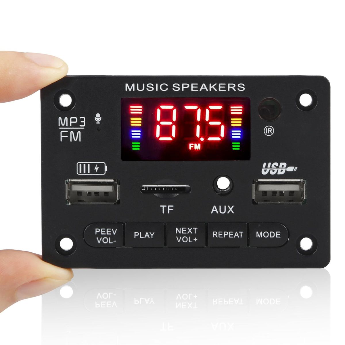 MP3 Player Decoder Support FM TF USB AUX Cars MP3 Player Black